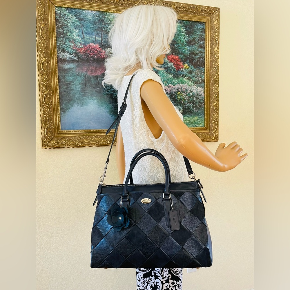 Coach Morgan Patchwork Elegant Navy Multicolor Le… - image 3